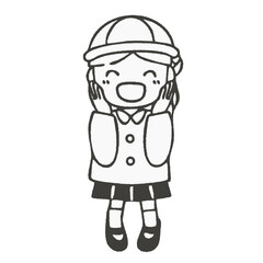 笑顔の元気な女の子キャラクター - シンプルで可愛いデザイン