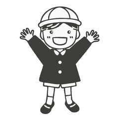 笑顔でバンザイをする幼稚園児のイラスト