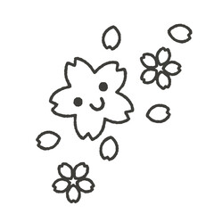 笑顔が可愛い桜の花イラスト素材