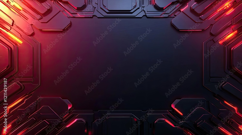 Poster Interactive tools ai concept. Futuristic abstract technology background with red and black colors.