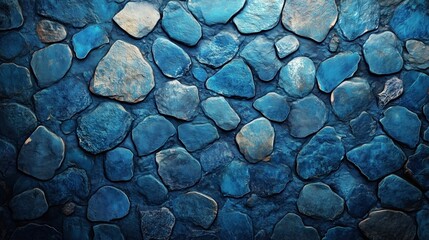 Close-Up of Blue Stone Wall Texture with Natural Pattern