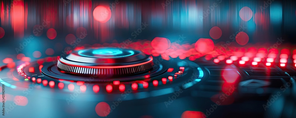 Poster adaptive technology ai concept. abstract futuristic interface with vibrant lights and glowing elemen
