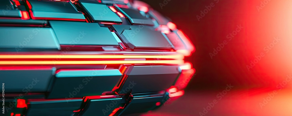 Aufkleber interactive tools ai concept. futuristic abstract design featuring bright lights and sleek surfaces.