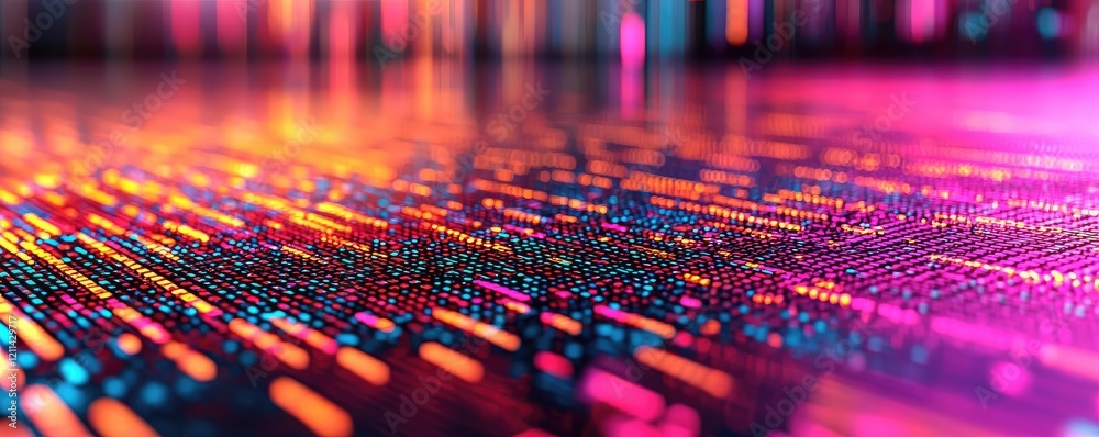Poster Artificial intelligence ai idea. A vibrant, abstract representation of digital data flowing in colorful waves.