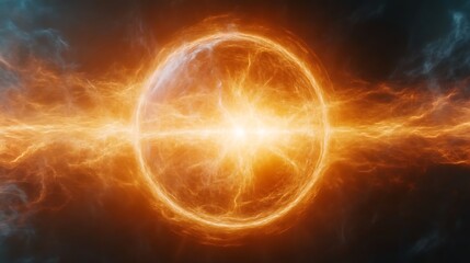 Obraz premium Fiery Plasma Orb Energy Cosmic Nebula Burst
