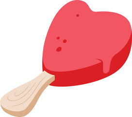 Heart-shaped ice cream popsicle valentine's day illustration