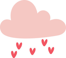 Cloud with rainy hearts valentine's day illustration
