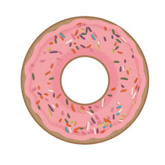 illustration Yummy Donut Glazed Strawberry And Colorful Donut Delight