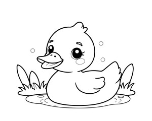 Coloring page of little duck for kids coloring book