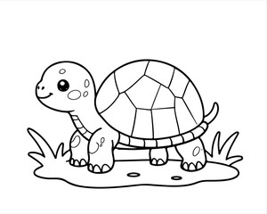 Coloring pages for kids of a turtle