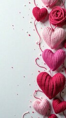 Background with hearts for Valentine's day, place for text, vertical