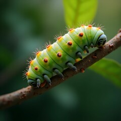 Vivid Close-Up of a Caterpillar’s Journey to a Chrysalis