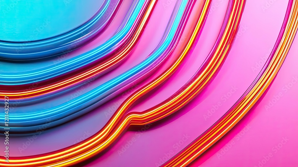 Poster Adaptive technology ai concept. Colorful abstract lines create a vibrant modern digital background design.