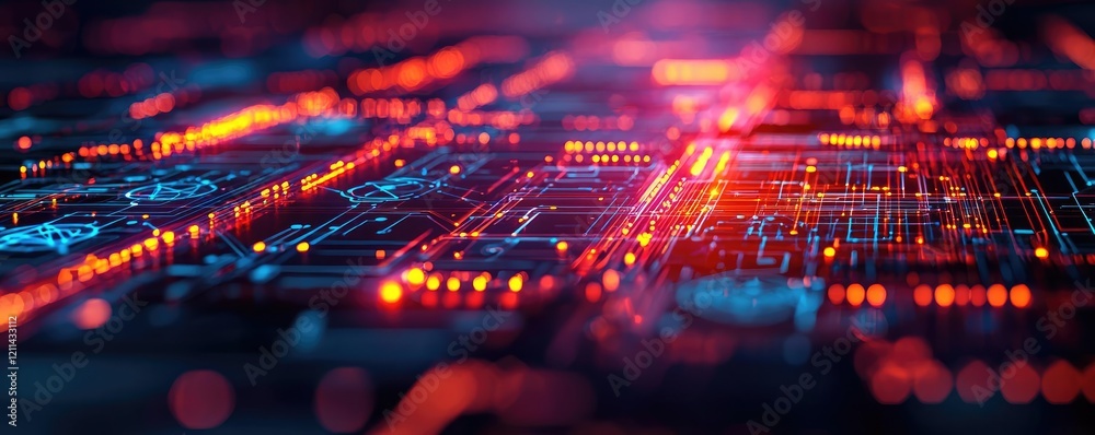 Aufkleber Artificial intelligence ai idea. Abstract circuit board with luminous patterns representing digital innovation.