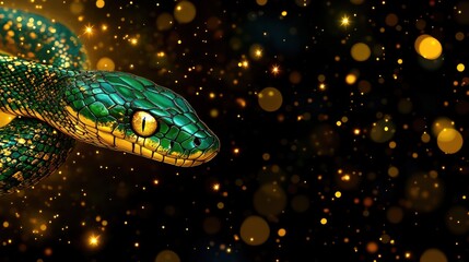 Fototapeta premium Green Snake Happy New Year Background - Vector Illustration