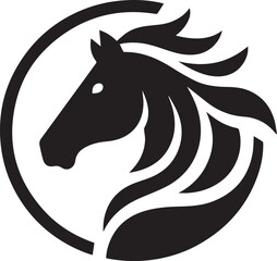 Simple horse logo on black and white background