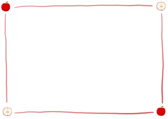 Obraz premium シンプルな手描きの赤いりんごのフレーム