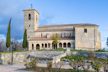 Fototapeta premium Guadalajara, Spain, December 07, 2024: Exterior of the Hermitage of the Assumption in Tamajon, a town in the province of Guadalajara, Spain