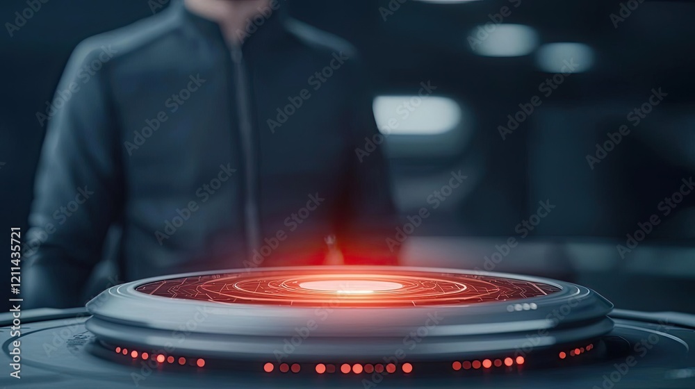 Aufkleber Student progress ai idea. Futuristic control interface with glowing elements and mysterious background ambiance.