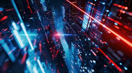 Obraz premium Abstract Cityscape with Glowing Lines