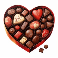 heart valentine day chocolate on white background