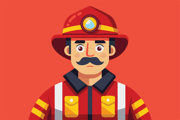 A cheerful firefighter in uniform is prepared for emergency response in bright red attire Firefighter Customizable Disproportionate Illustration