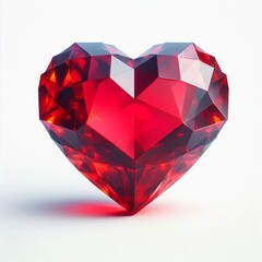 Fototapeta premium red diamond heart illustration with geometric design and shiny crystal details