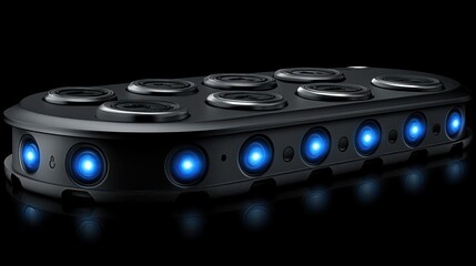 Futuristic Multi-Camera Device with Blue Illumination