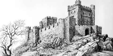 A Majestic Stone Castle Perched Upon Rugged Cliffs