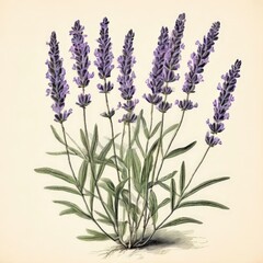 Naklejka premium the AI Image Generator, Detailed Botanical Illustration of Lavender Plant