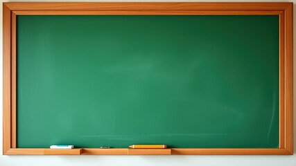 Clean Green Chalkboard, Wooden Frame, School, Classroom, Education