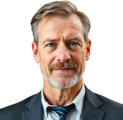 Middle aged German businessman isolated on transparent background