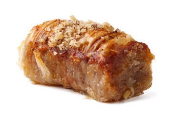 Classic dessert made of pastry filled with nuts and sweet syrup enjoyed during festive occasions