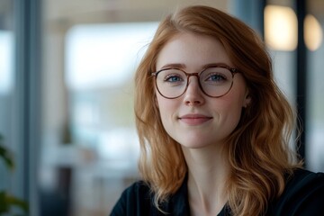 Young professional woman working in the office, Generative AI