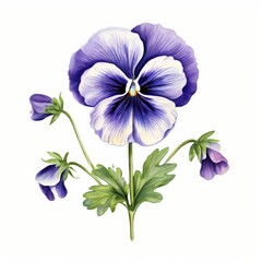 the AI Image Generator, Delicate Violet and White Pansy Flower Against