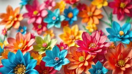 Colorful Paper Flowers - Abstract Background Art
