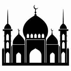 Majestic Mosque Silhouette on White