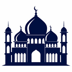 Majestic Mosque Silhouette on White