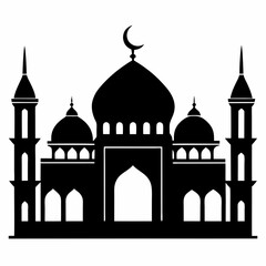 Majestic Mosque Silhouette on White