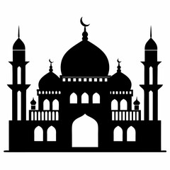 Majestic Mosque Silhouette on White
