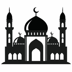 Majestic Mosque Silhouette on White