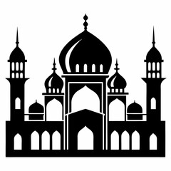 Majestic Mosque Silhouette on White