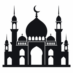 Majestic Mosque Silhouette on White
