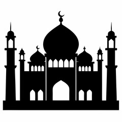 Majestic Mosque Silhouette on White