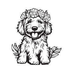 Flower Crown Doodle Pup