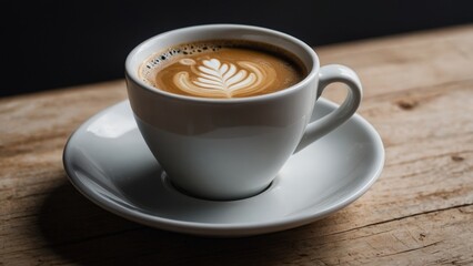 Elegant Cappuccino with Latte Art in White Ceramic Cup