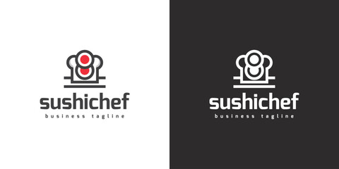sushi chef logo vector