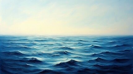 Fototapeta premium Tranquil Ocean: A Serene Seascape Painting
