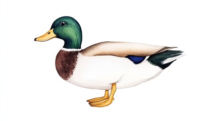 Obraz premium A detailed illustration of a mallard duck standing gracefully with vibrant colors and soft shading
