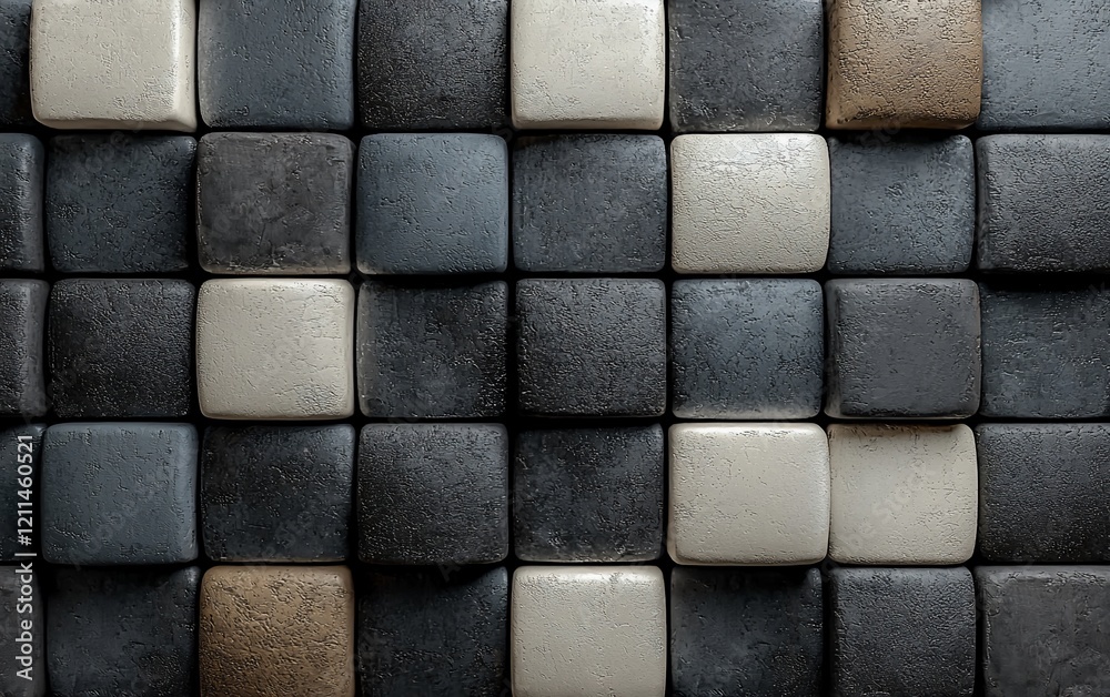 Poster abstract square stone tile mosaic pattern.